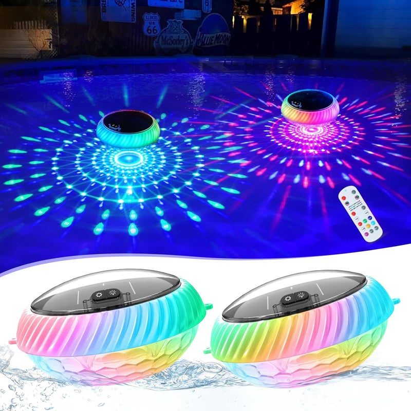 Goallim Floating Pool Lights Solar, 7.6 Inch RGB Upper& Lower Color Changing Solar Pool Lights That Float with Dynamic Lighting Effects, IP68 Waterproof Swimming Pools Light for Party Decor(2) - Image 1